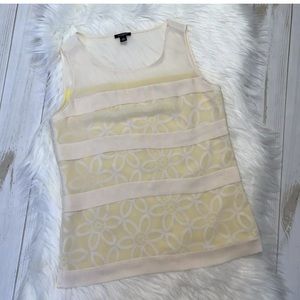 Ann Taylor Tiered Floral Daisys Lined Sheer Blouse